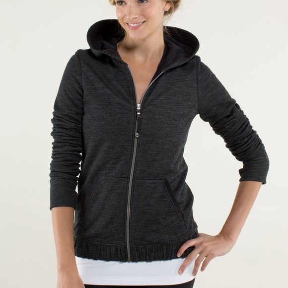 lululemon athletica Tops - Lululemon Harmonious Hoodie Black & Gray